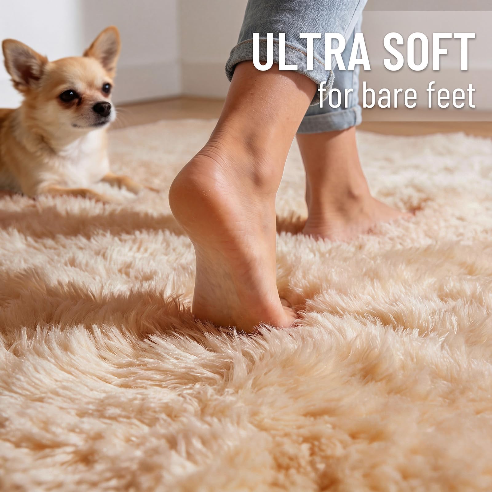 OLANLY area rug non-slip backing keeps it in place on hard floors