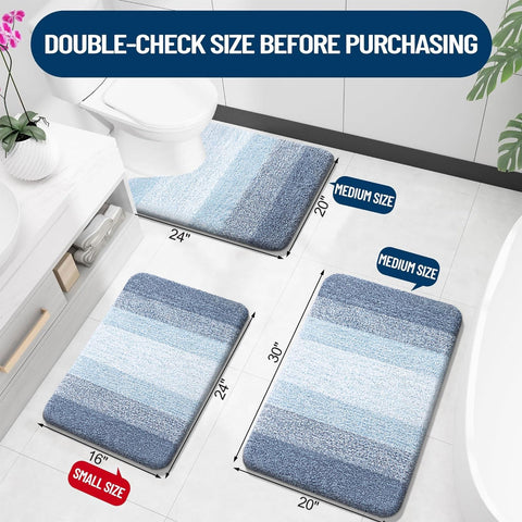 OLANLY bath mat 24x20 blue provides soft, absorbent foot support