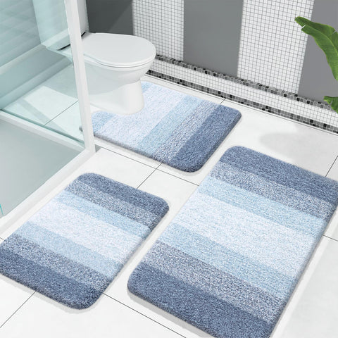 OLANLY bath mat 30x20 blue with plush, quick-drying surface