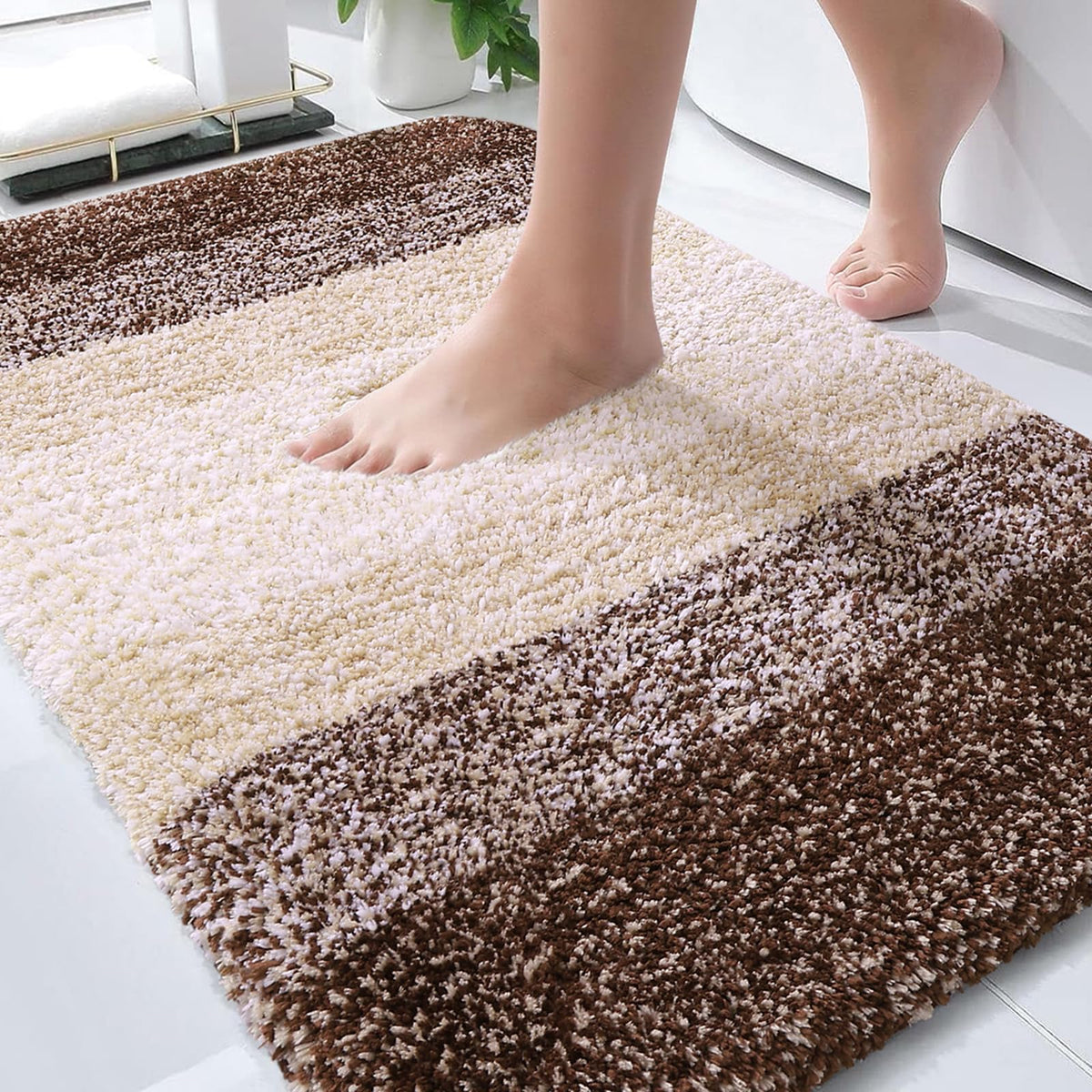 OLANLY bath mat 30x20 soft plush pile cushions feet after a bath