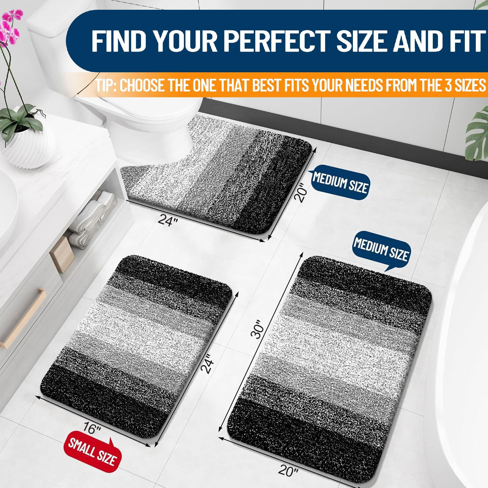 OLANLY absorbent microfiber mat traps moisture for quick-dry bathroom floors.