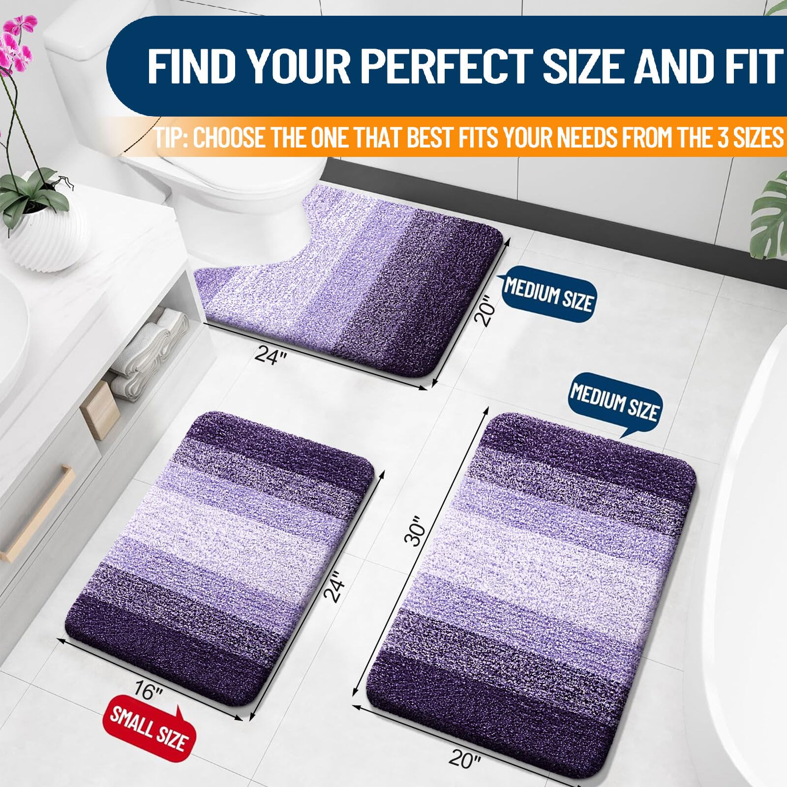 OLANLY bath mat gradient color stripe elevates bathroom decor