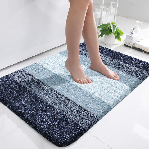 OLANLY bath mat gradient stripe close-up showing plush comfort and style