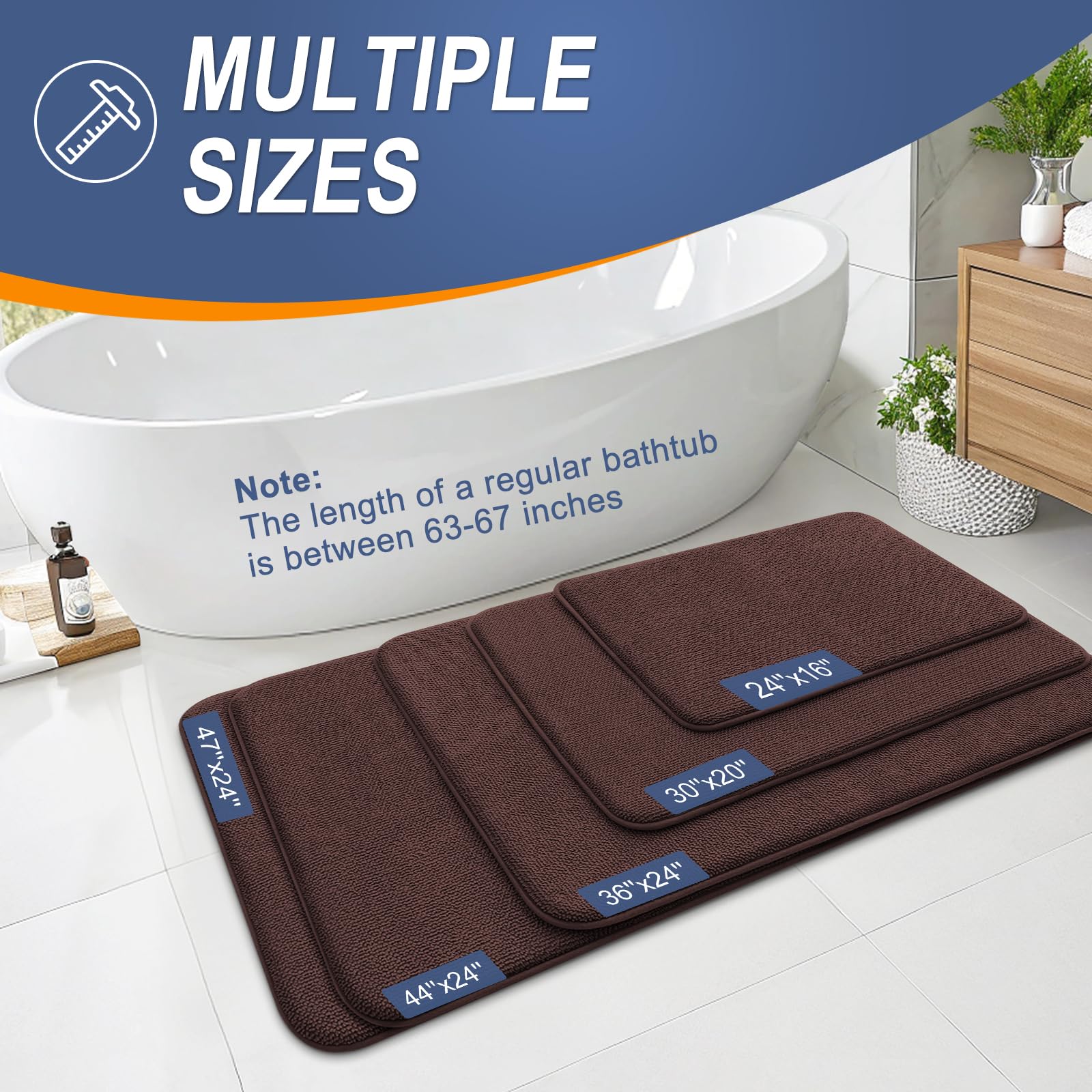 OLANLY bath mat care shot demonstrating machine washable feature