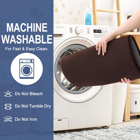 OLANLY mat beside sink adds warm brown decor and comfort