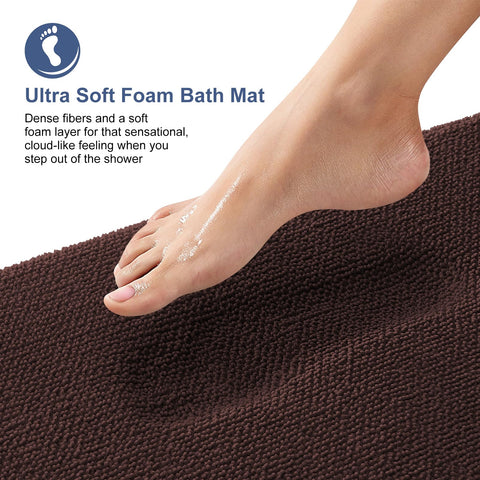 OLANLY memory foam bath mat close-up texture showing plush softness