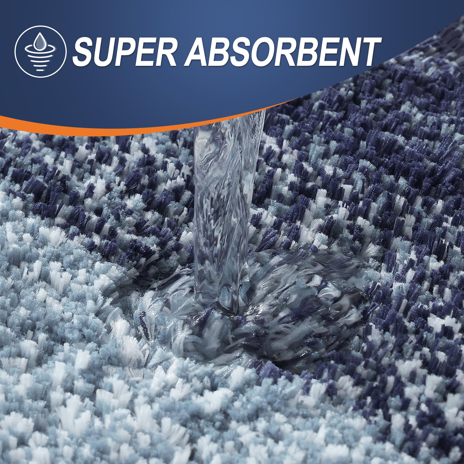 OLANLY bath mat quick-dry action illustrating fast moisture evaporation after use
