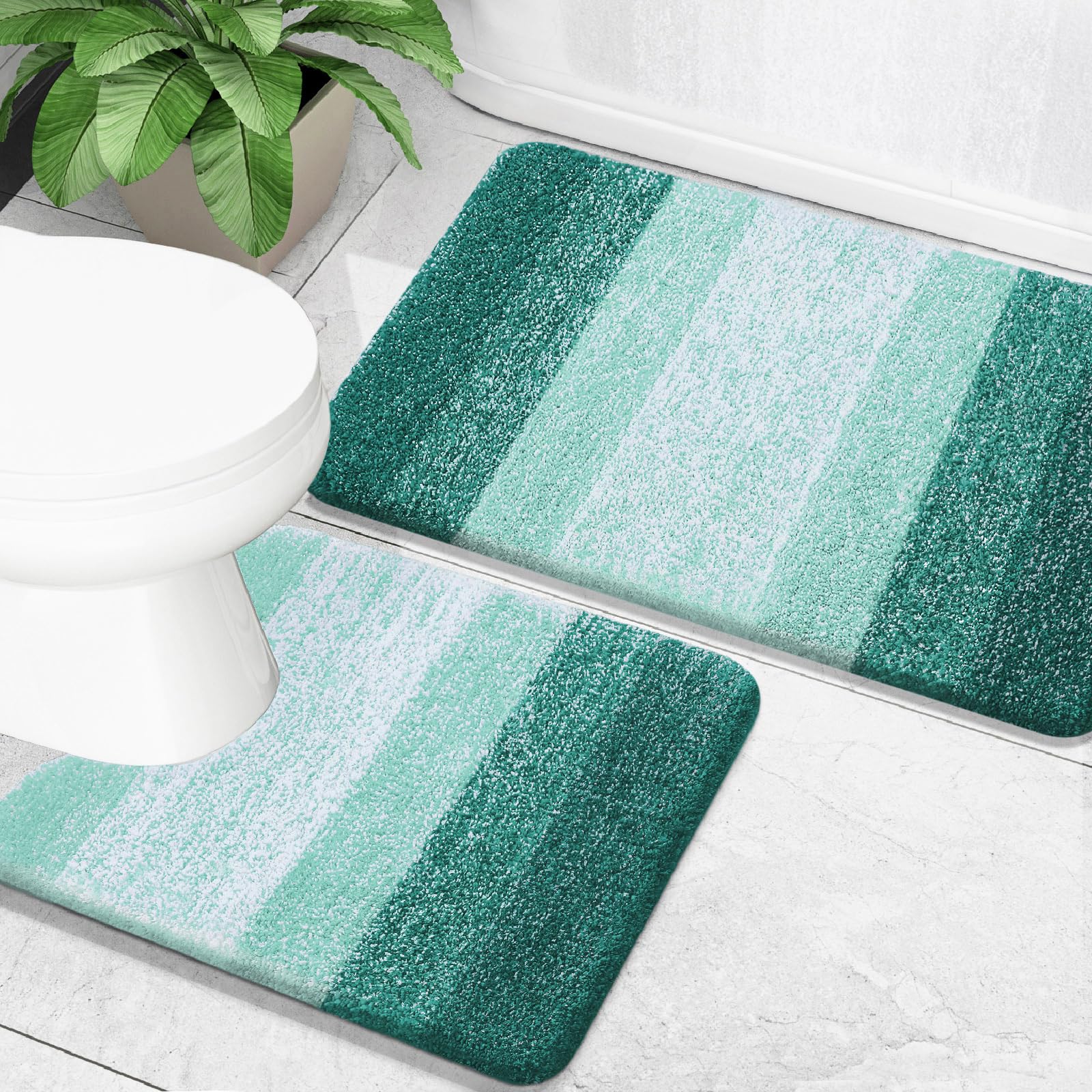 OLANLY bath mats front view with plush texture and quick-dry design