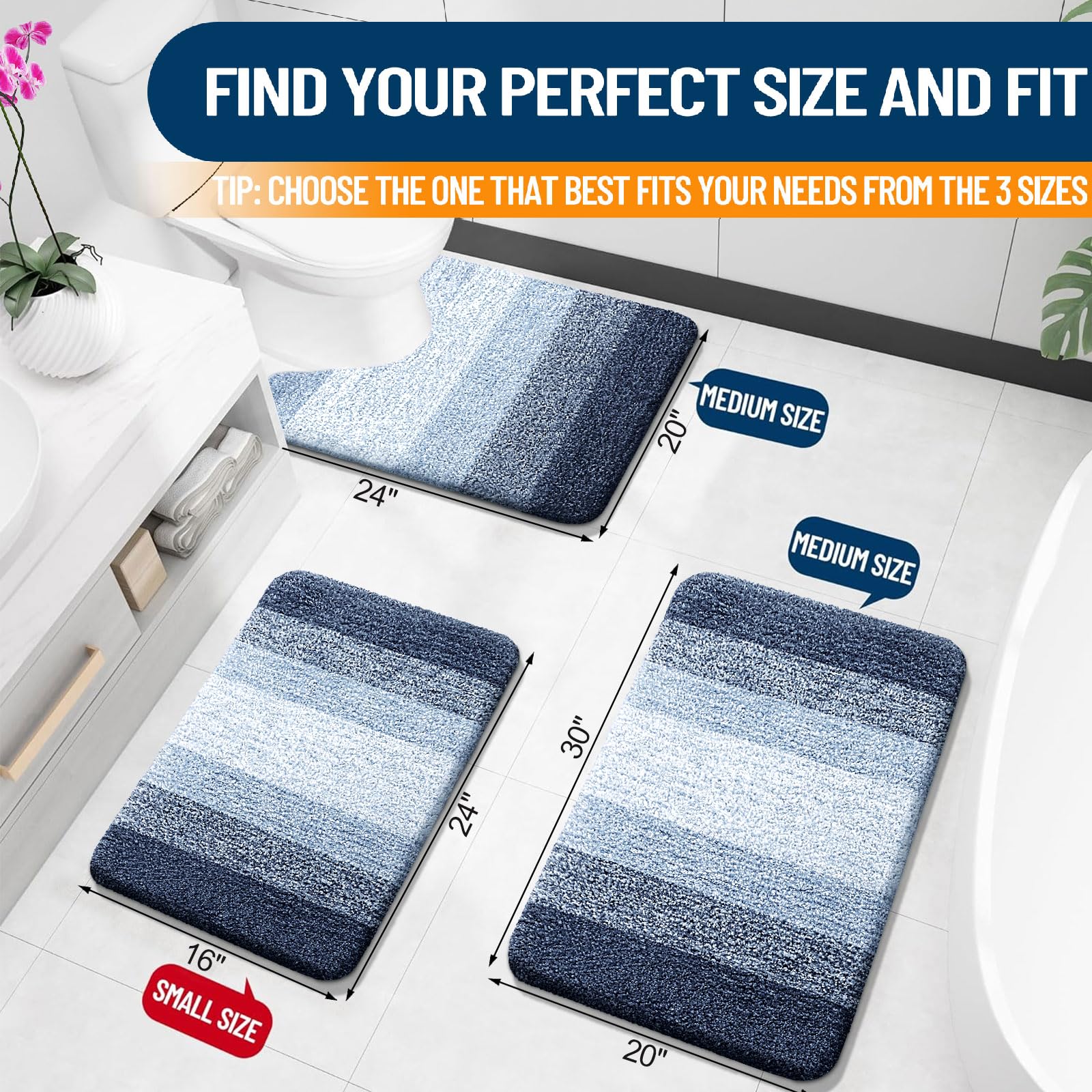 OLANLY ultra-absorbent quick-dry fibers keep floors dry after a shower.