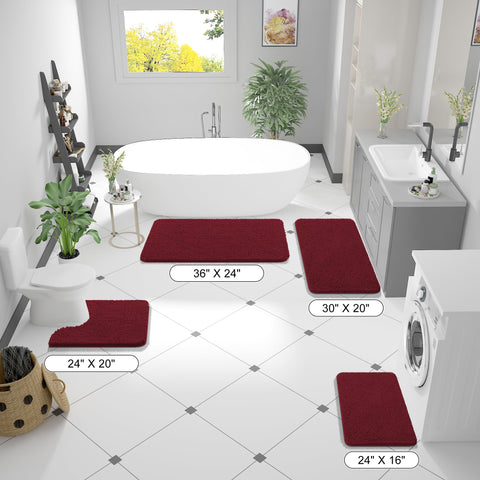 OLANLY burgundy rug traps moisture to protect floors and reduce slipping risks
