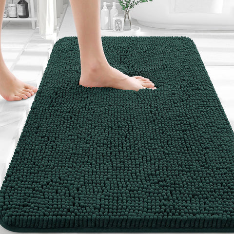OLANLY bath rug front view highlights plush chenille for warm feet