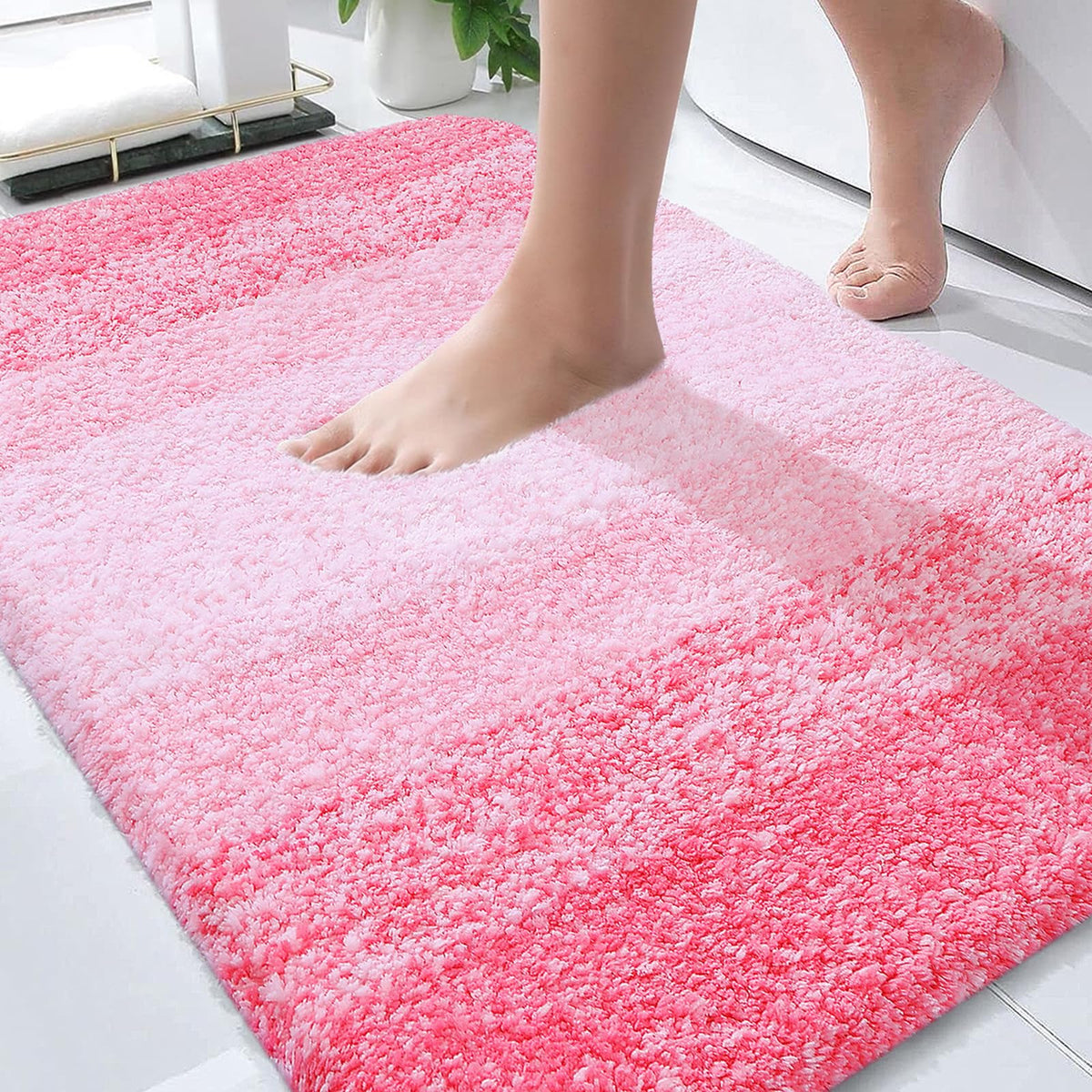 OLANLY bath rug 30x20 pink offers plush microfiber and quick-dry performance.
