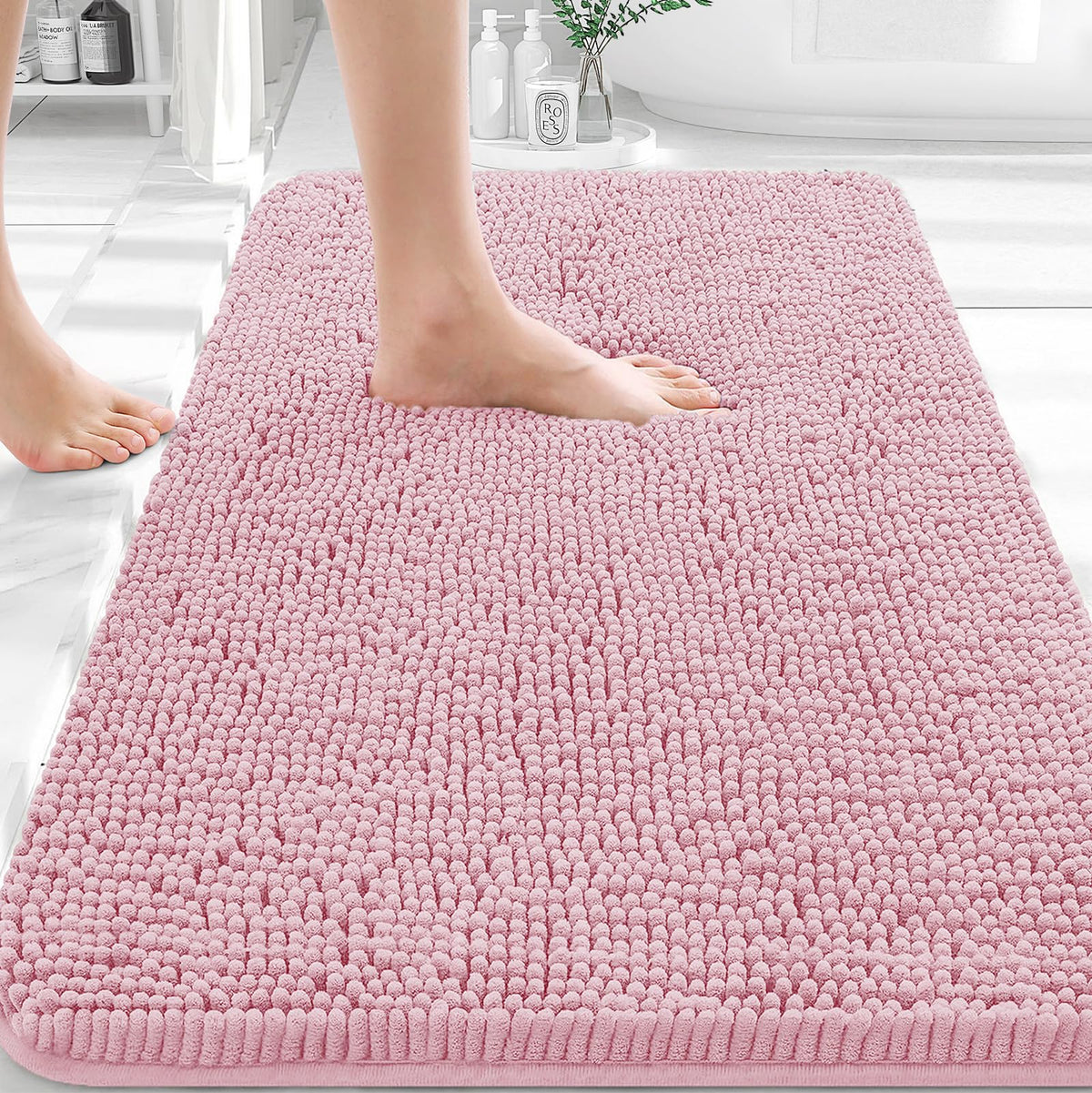 OLANLY bath rug with soft chenille texture for cozy feet