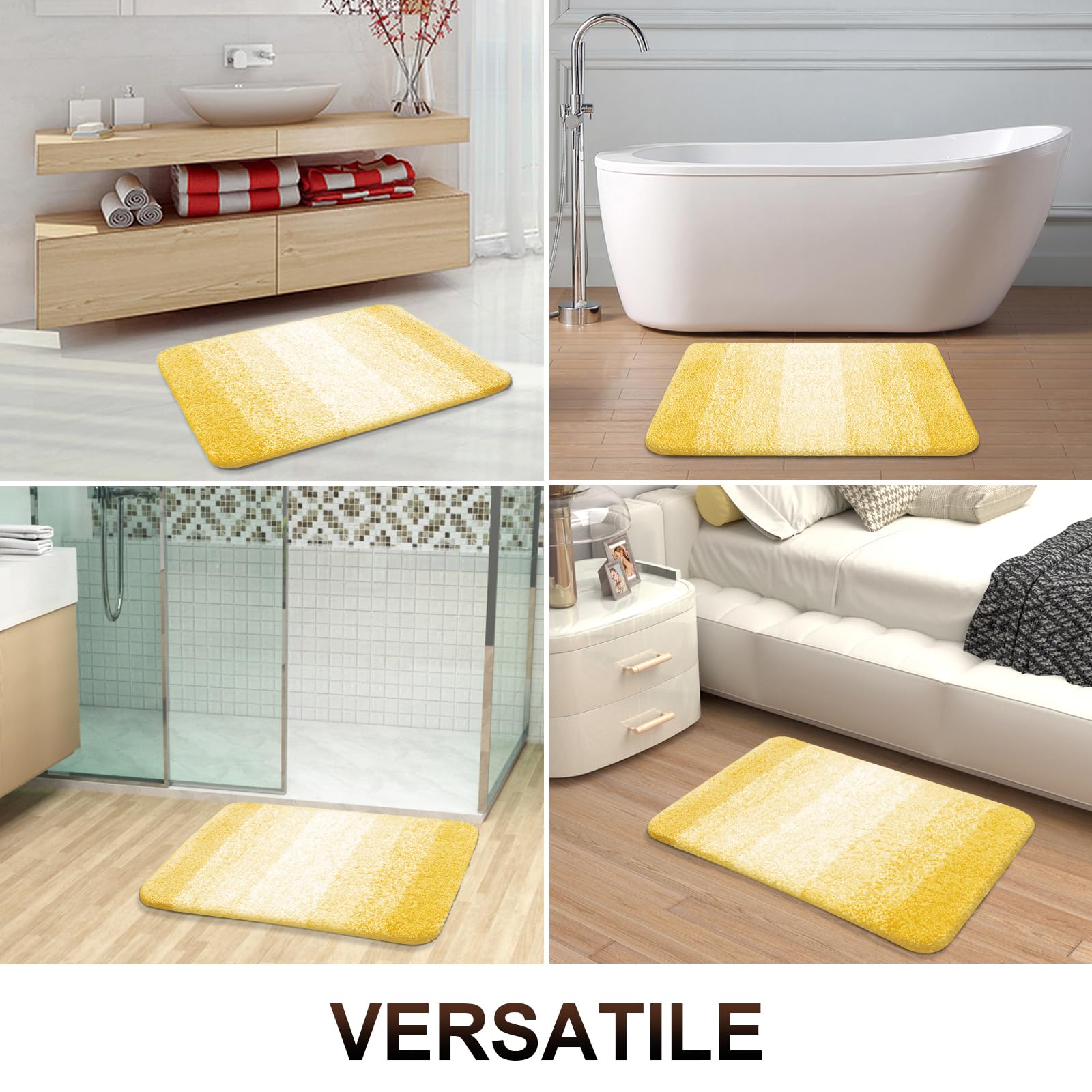 OLANLY bath rug 30x20 yellow decor mat brightens bath