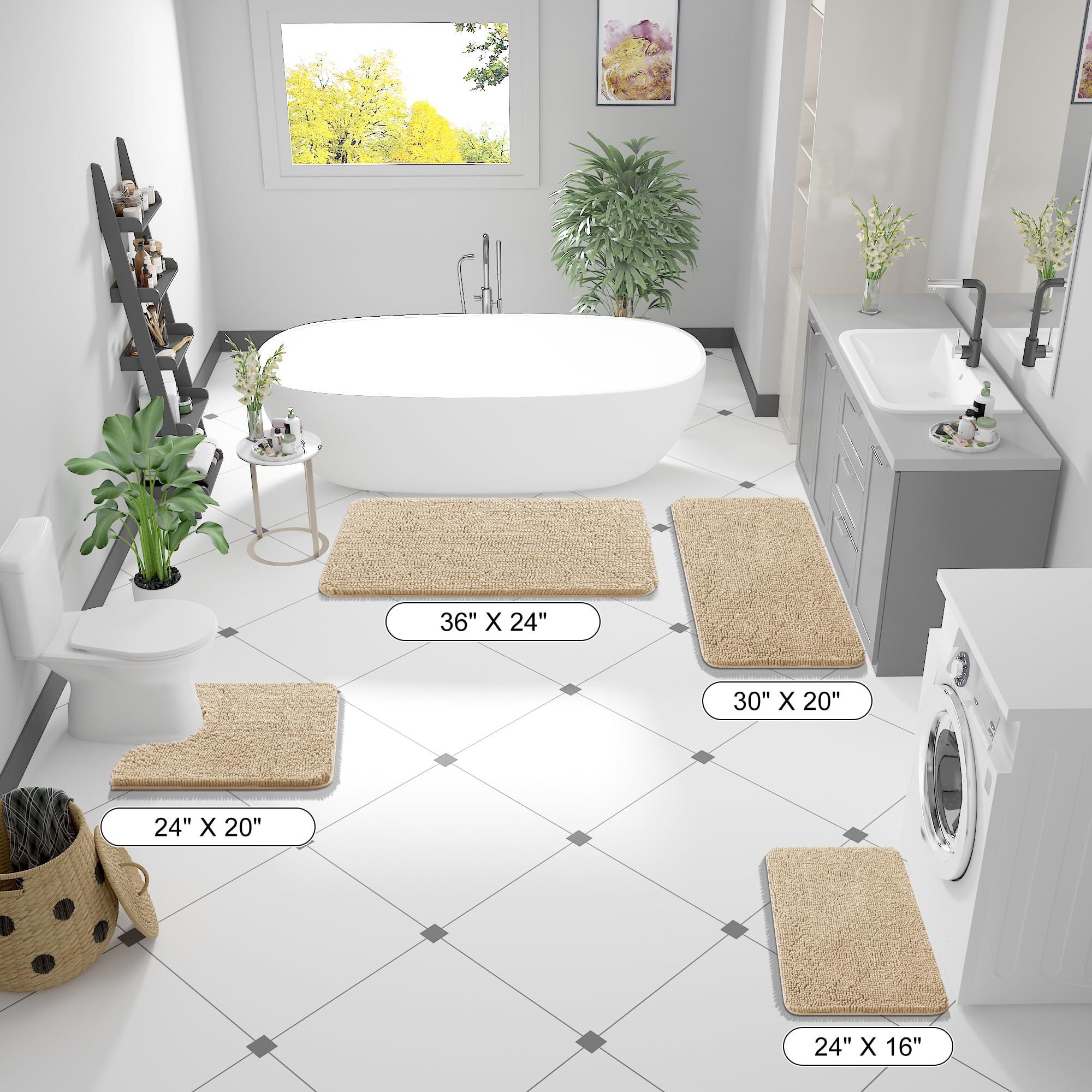 OLANLY bath rug 36x24 absorbent-chenille keeps floors dry.