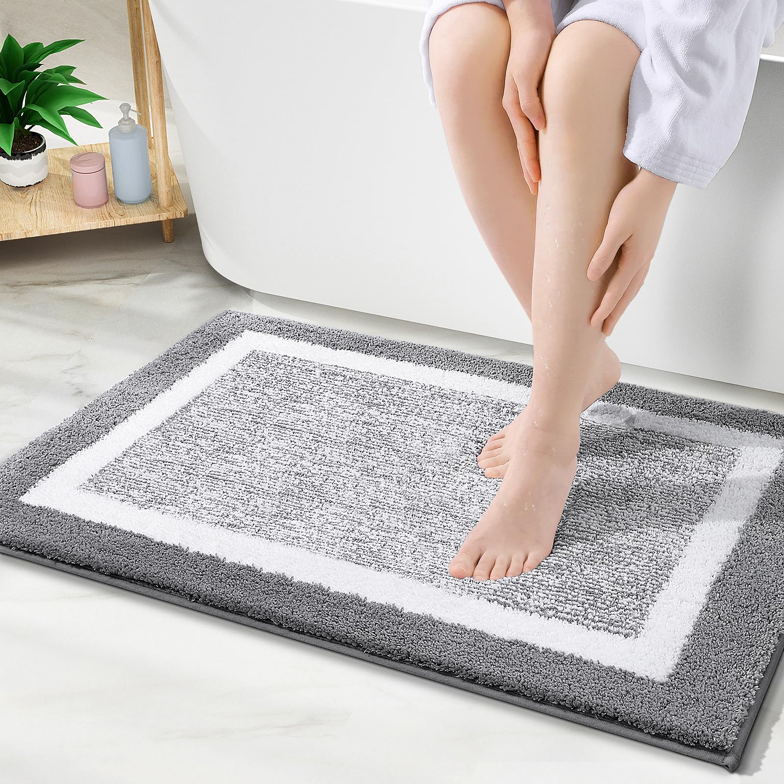 OLANLY bath rug 36x24 plush microfiber pile for soft feet