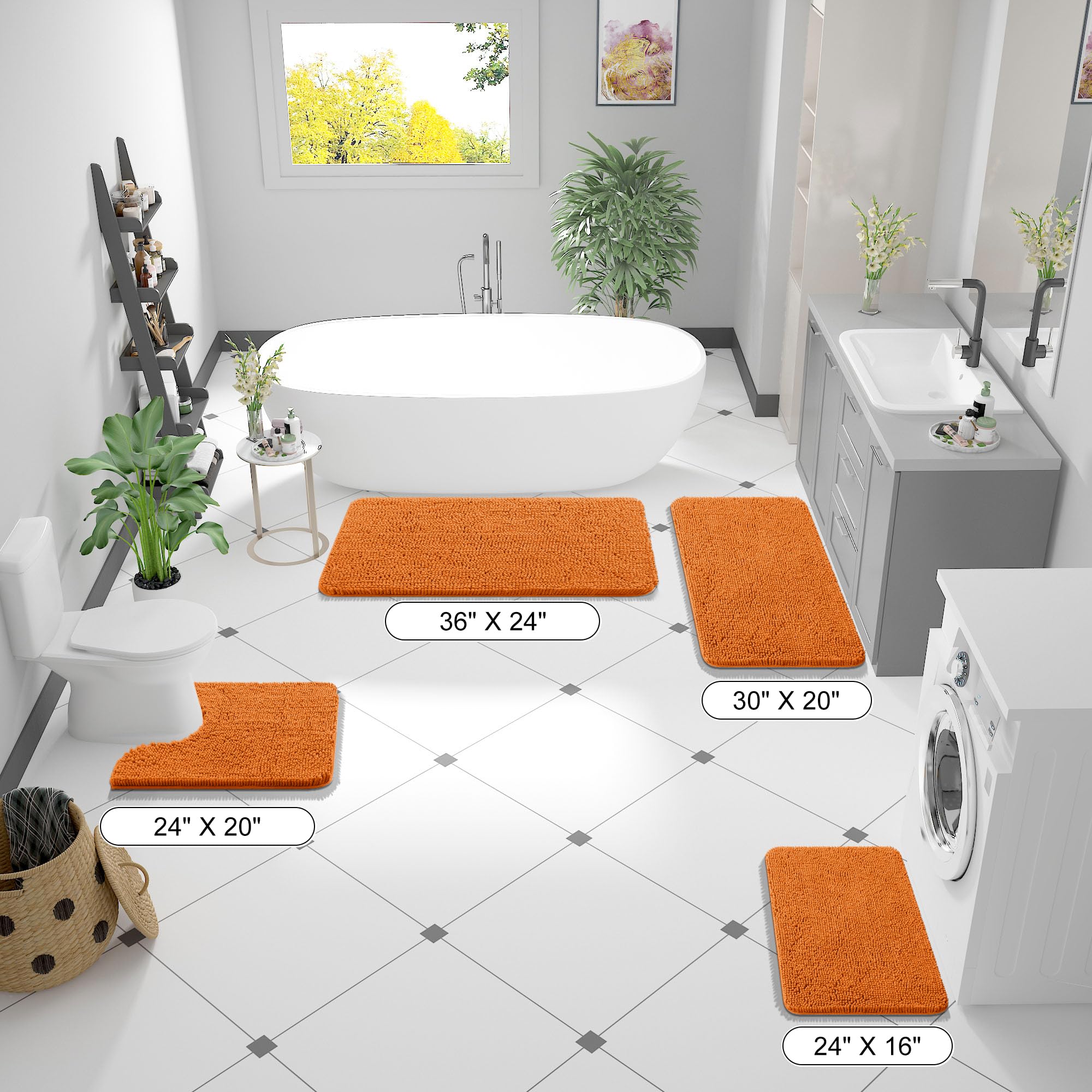 OLANLY bath rug absorbent-chenille clay captures moisture and dries feet quickly
