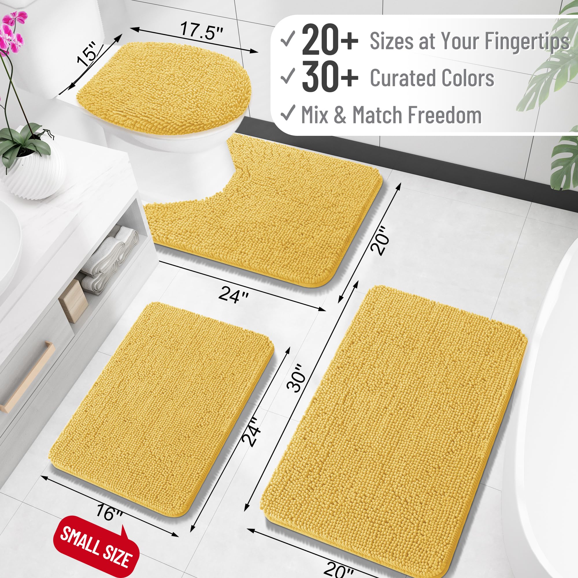 OLANLY bath rug absorbent-dense-chenille locks moisture for quick foot drying