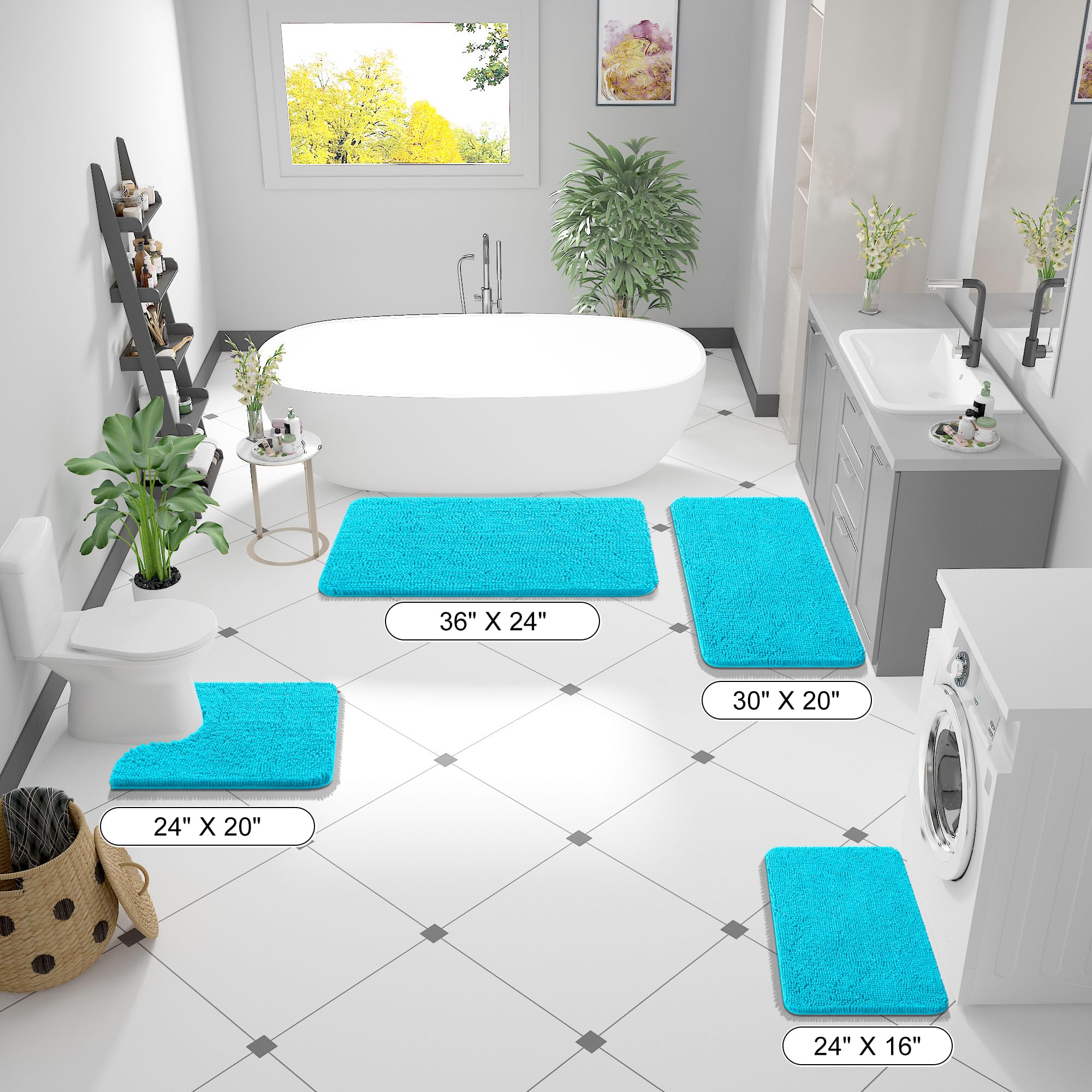 OLANLY bath rug dense absorbent chenille in use