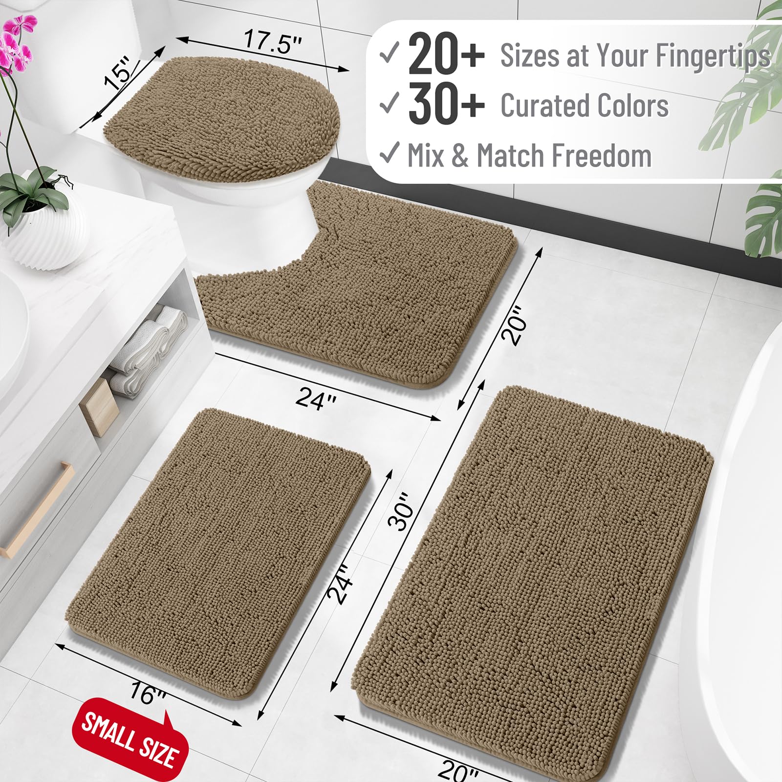 OLANLY bath rug absorbent dense pile soaks up water quickly