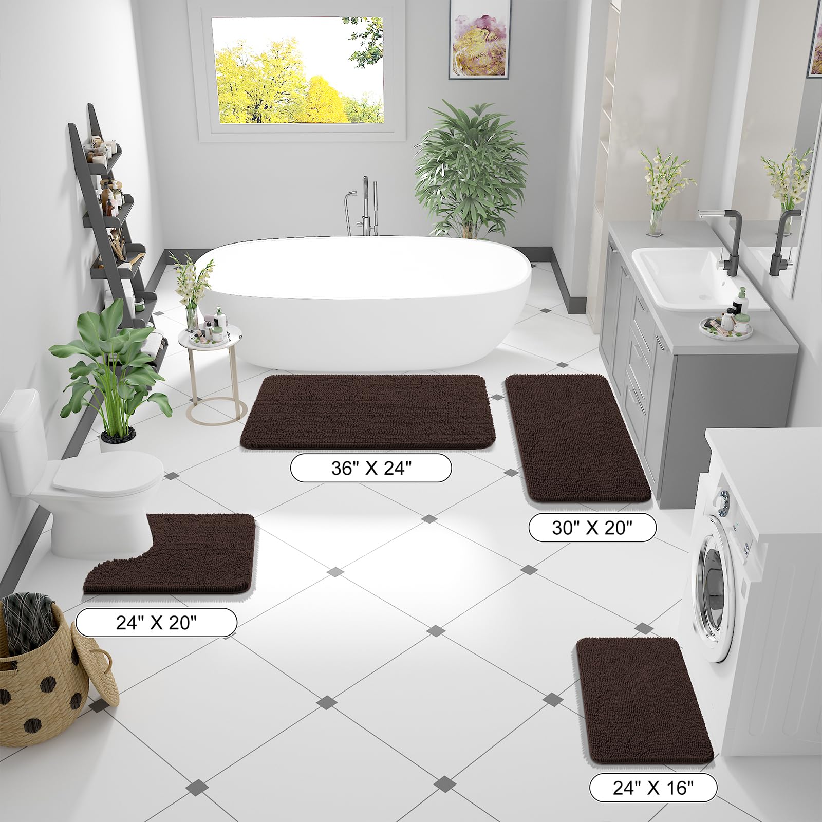OLANLY bath rug dense pile absorbs water quickly to keep floors clean.