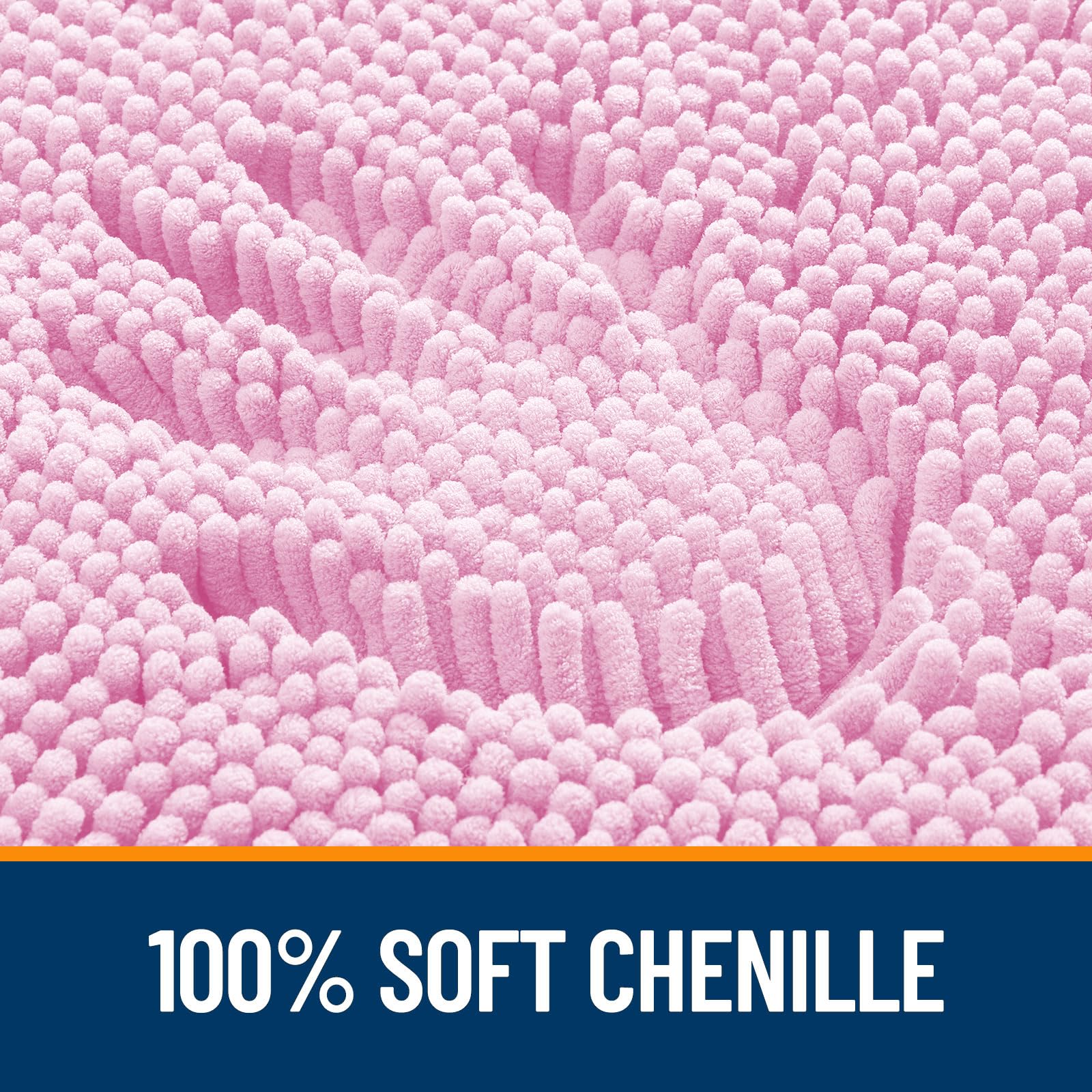 OLANLY bath rug absorbent pink close-up demonstrates floor protection after showers.