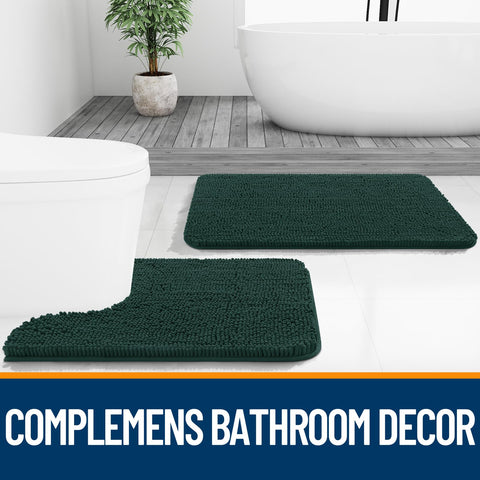 OLANLY blackish-green rug color complements modern bathroom decor