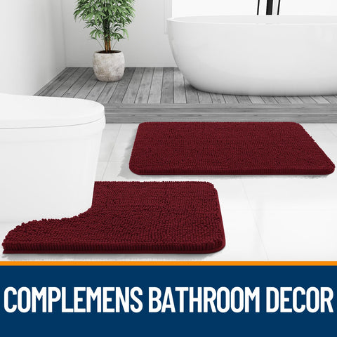 OLANLY burgundy 36x24 rug enhances bathroom decor and comfort.