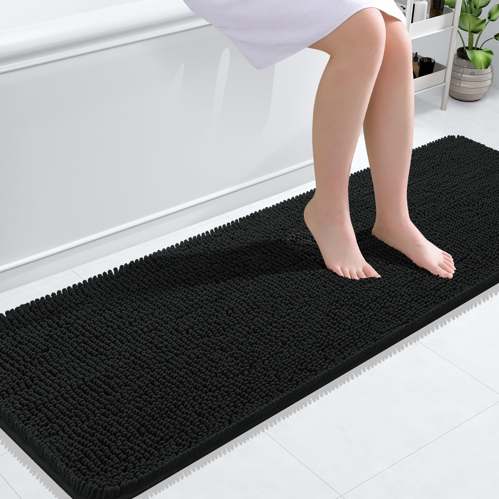 OLANLY bath rug chenille soft pile for cozy feet and warmth.