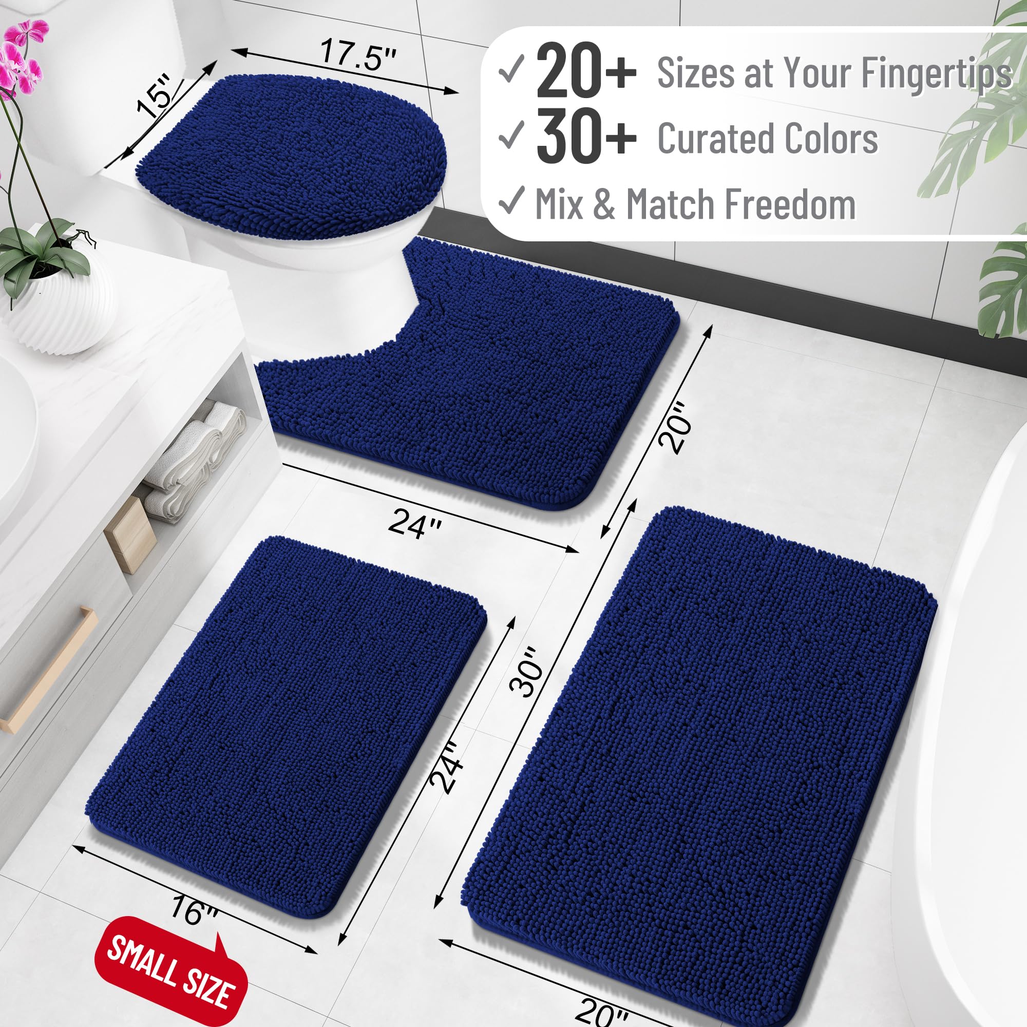 OLANLY bath rug chenille soft highlights luxurious texture and foot warmth.