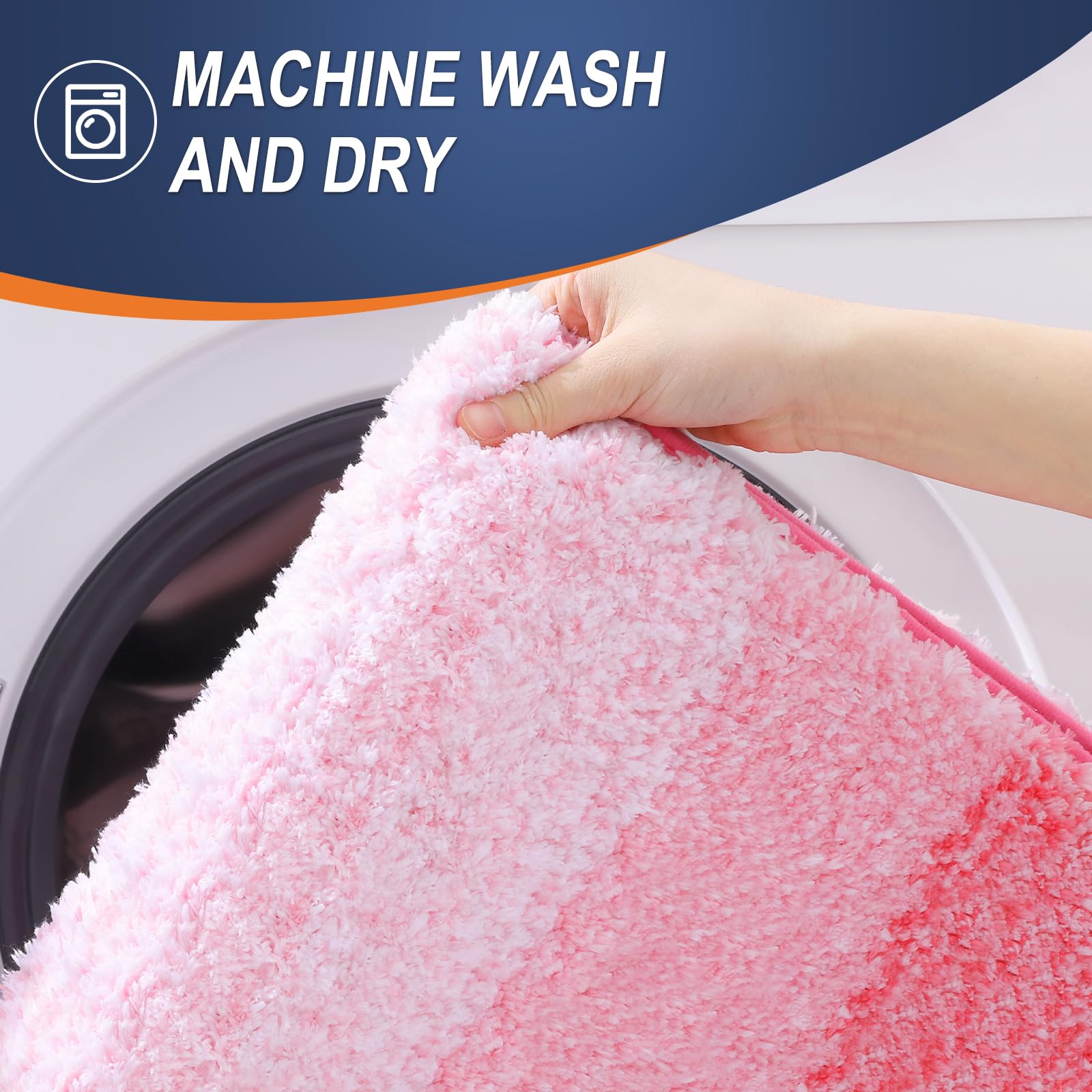 OLANLY bath rug fast-drying pile helps keep floors drier after shower.