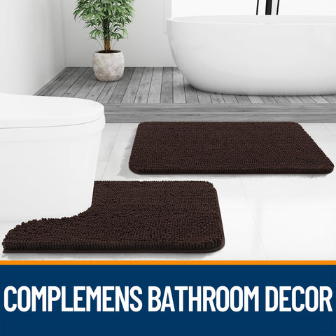 OLANLY brown bath rug designed to pair with diverse bathroom decor.