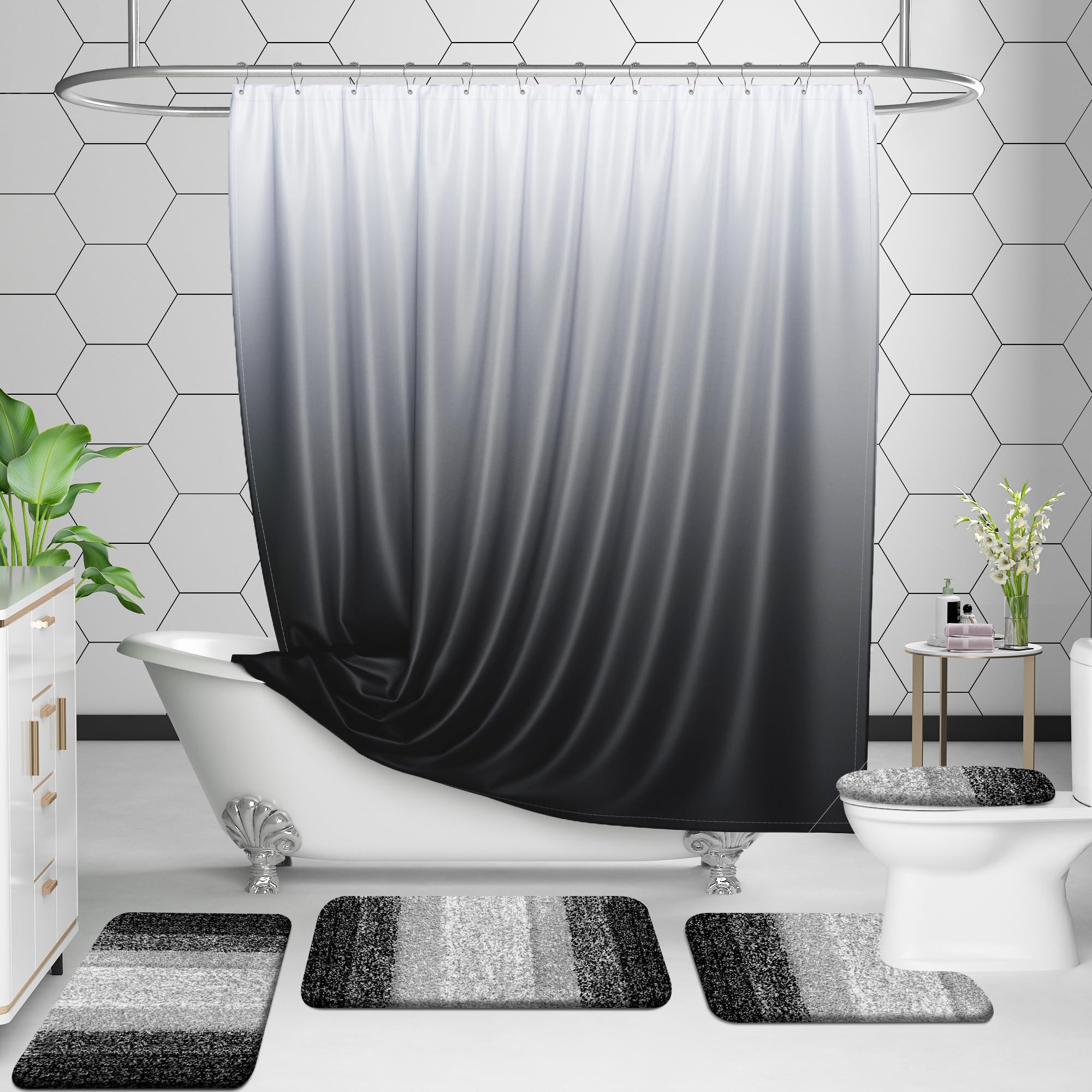 OLANLY geometric design decorative bath rug enhances ambience.