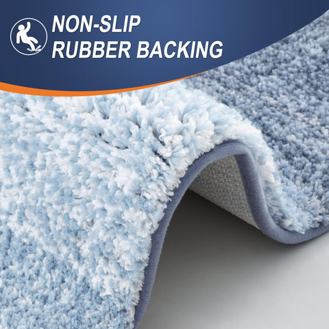 OLANLY gradient blue decor mat adds stylish bathroom vibe.