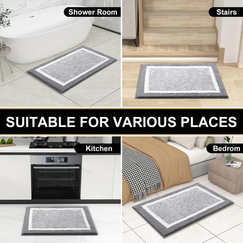 OLANLY grey bath rug complements any bathroom palette