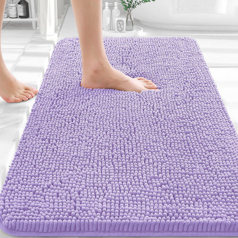 OLANLY Lavender bath rug 36x24 plush chenille adds soft warmth to bathroom floors.
