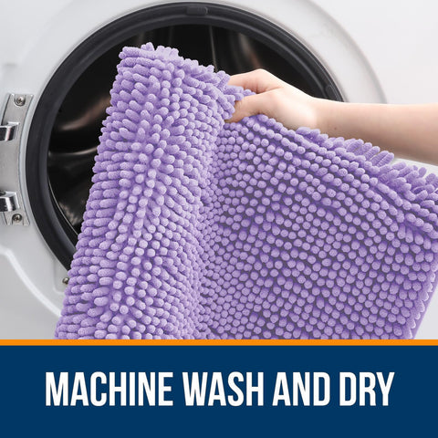 OLANLY Lavender rug is machine washable for easy cleaning.