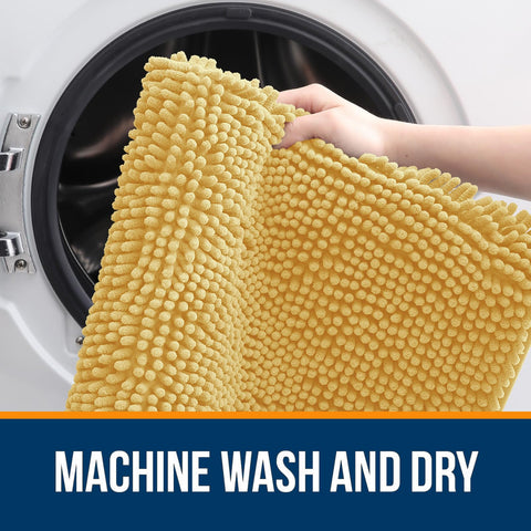 OLANLY bath rug machine-washable for easy cleaning and care