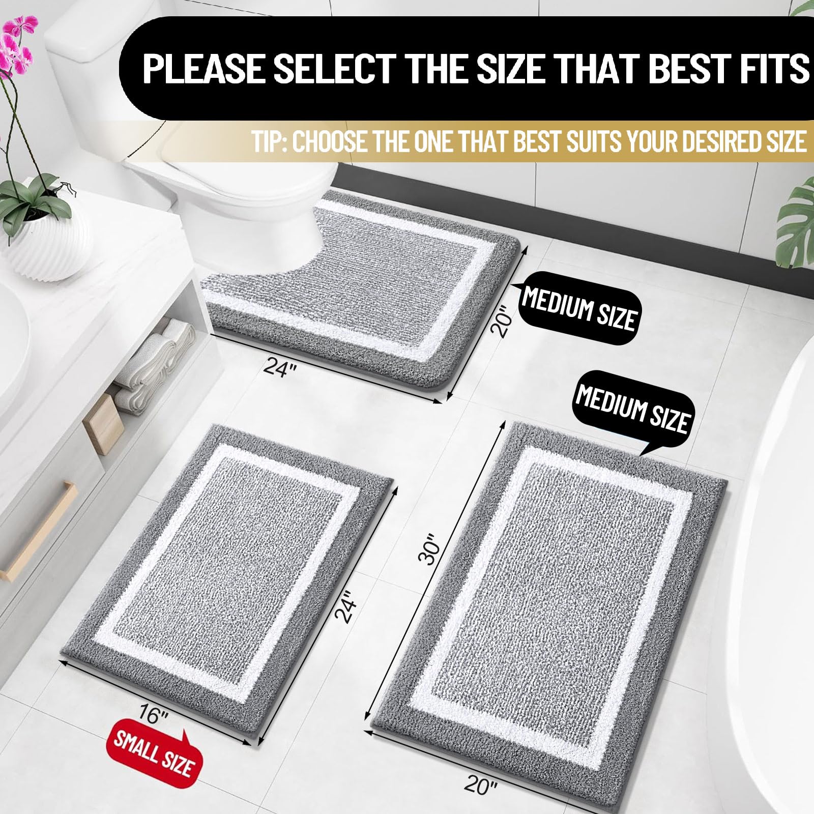 OLANLY bath rug non-slip TP backing helps grip on wet floors