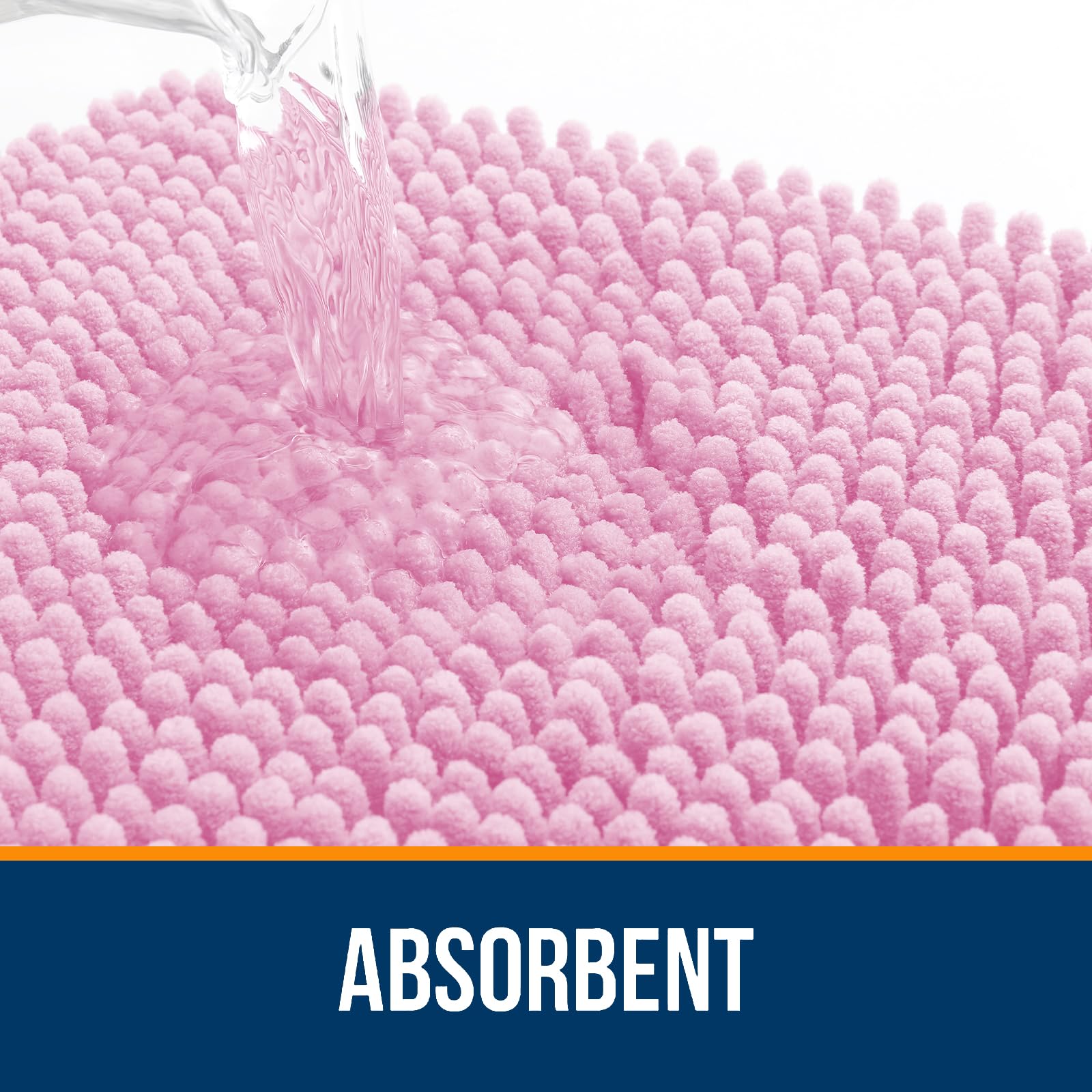 OLANLY bath rug quick-dry pink close-up emphasizes fast-drying fibers.
