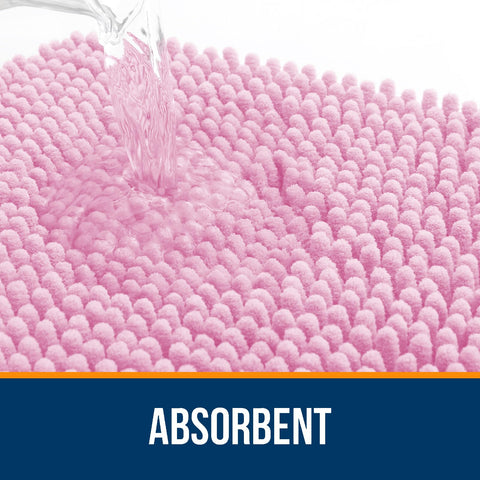 OLANLY bath rug quick-dry pink close-up emphasizes fast-drying fibers.