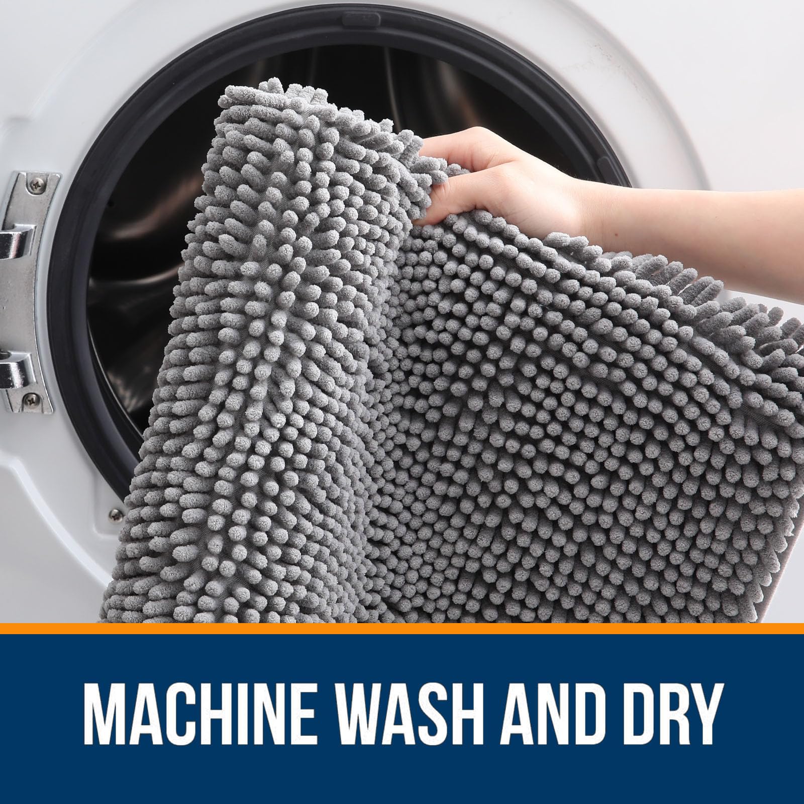 OLANLY bath rug set 3-piece gray absorbent dry feature keeps floors clean.