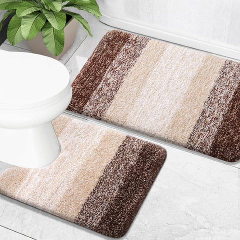 OLANLY bath rug set front view with plush microfiber pile