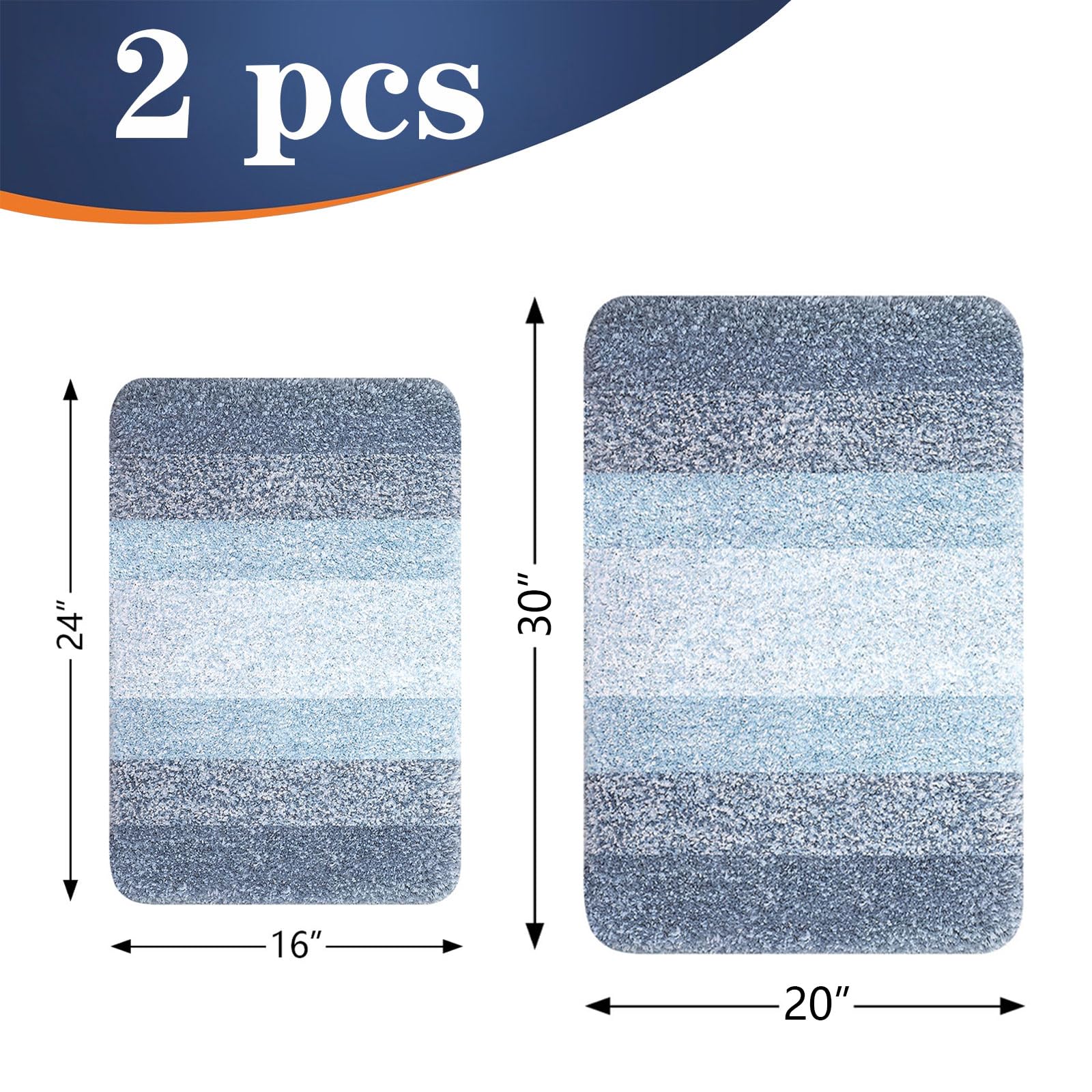 OLANLY bath rug set non-slip TP rubber back keeps mats in place