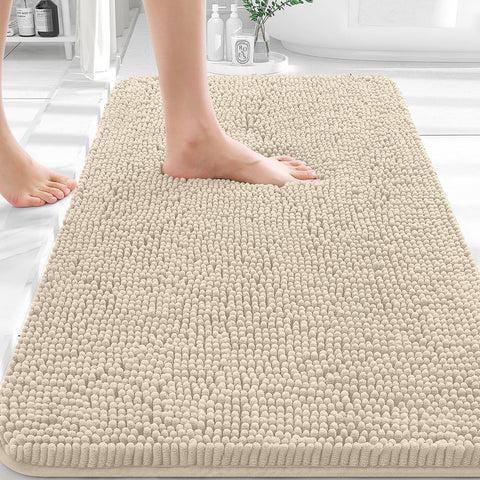 OLANLY bath rug with soft chenille texture for cozy feet after shower