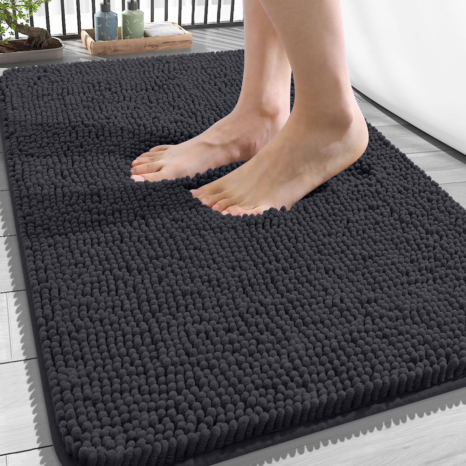 OLANLY bath rug soft-chenille 34x21 delivers plush comfort after a shower.