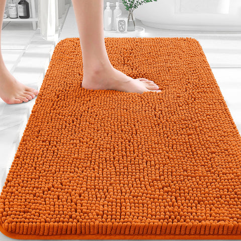 OLANLY bath rug soft-chenille clay for plush foot comfort after shower
