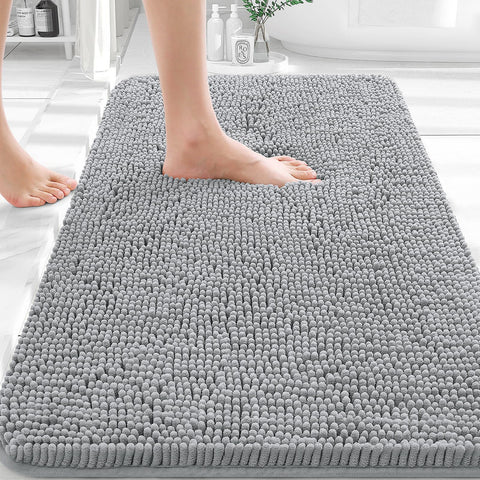 OLANLY bath rug with soft chenille for plush foot comfort.