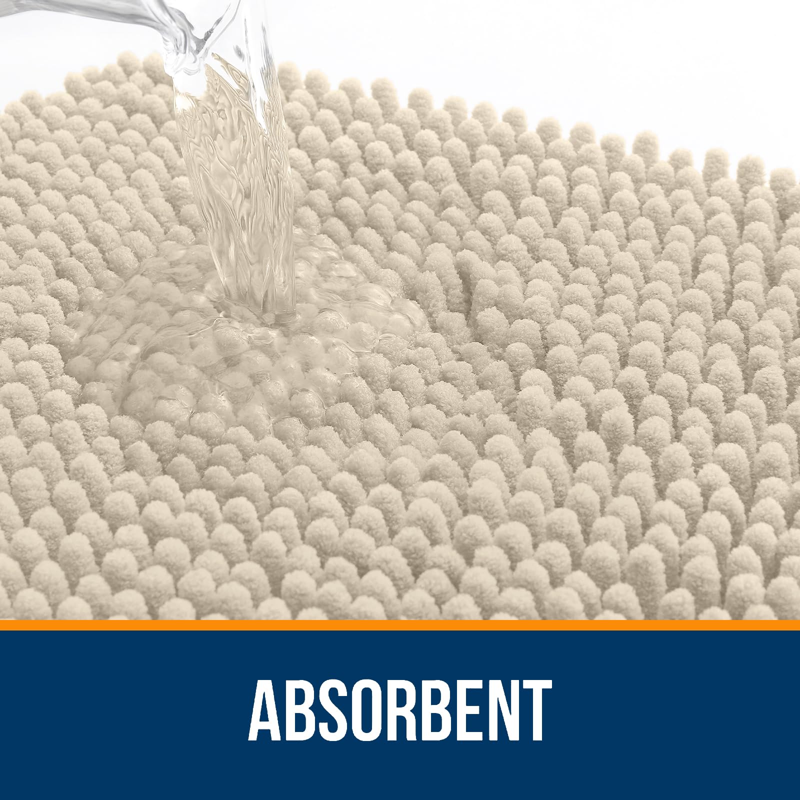 OLANLY bath rug featuring textured rubber backing to help keep it in place