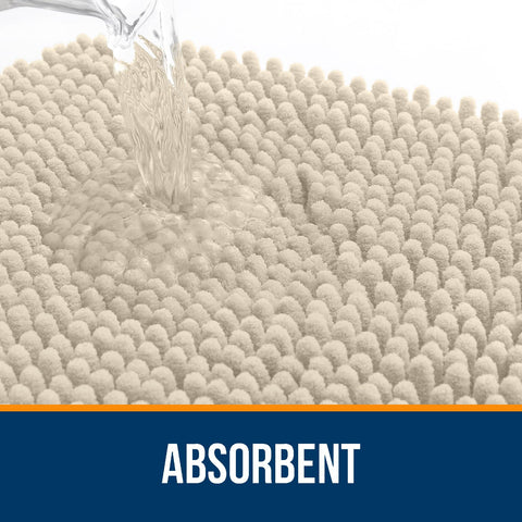 OLANLY bath rug featuring textured rubber backing to help keep it in place